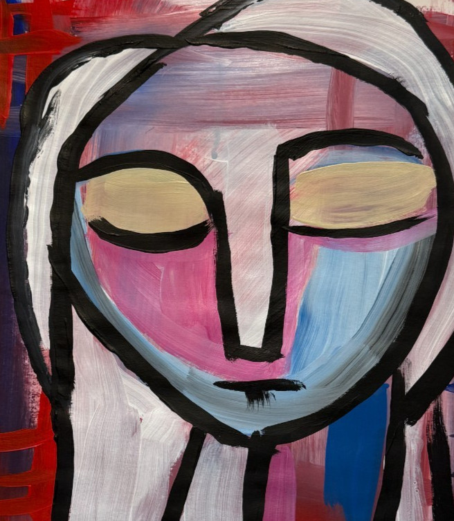 Original Expressionist 11x14 Hand Painted Signed Acrylic Paper Home Art Angel gallery