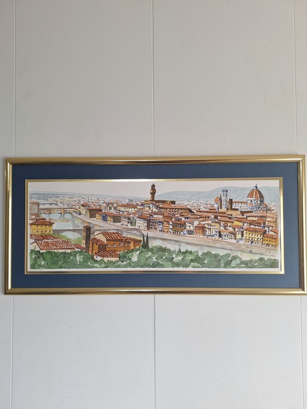 Florence Italy Panoramic Watercolor Painting