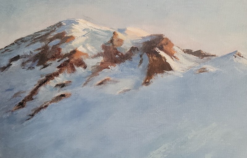 MUIR SNOWFIELD Washington landscape oil painting 12″ x 16″ artwork artist signed