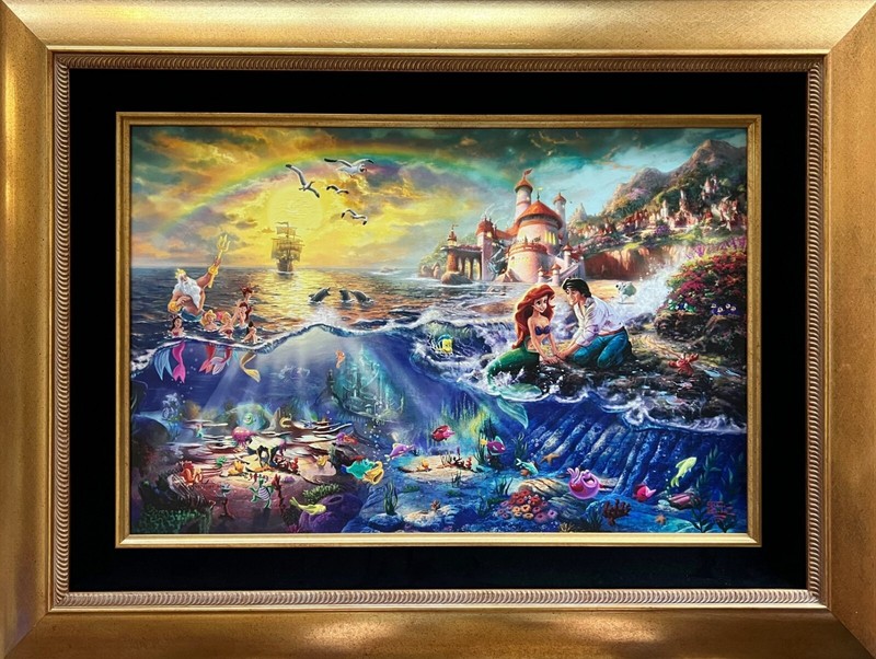 THOMAS KINKADE «THE LITTLE MERMAID» 18″ X 27″ S/N HAND EMBELLISHED GICLEE CANVAS