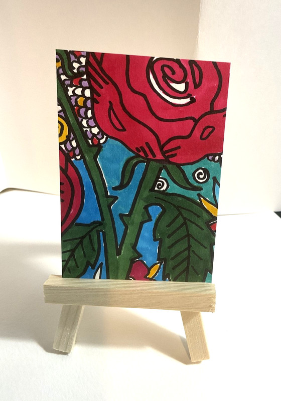 "Rose" Original acrylic pen trading card signed by artist gallery