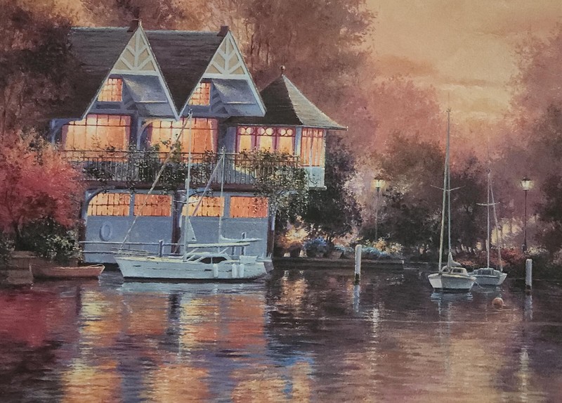“Boathouse” by Andrew Warden, seriolithograph signed by artist, number 52 of 650