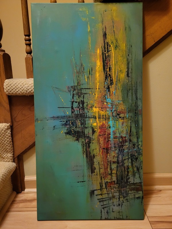 17x34 Original 1/1"abstract Modern Art Piece OUTSIDER ART acrylic Painting 2026