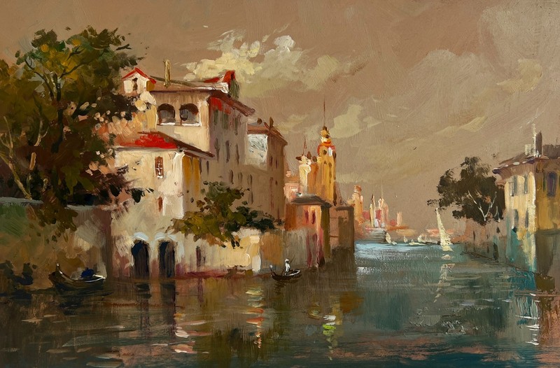 Oil Painting Romantic Evening In Venice Y. Suprunchuk Unframed Original nAAA4460