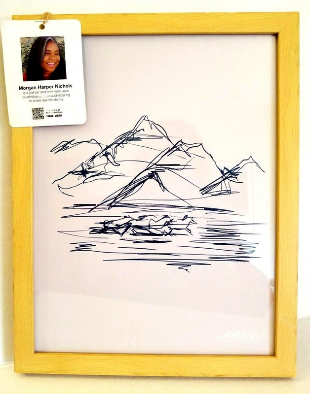 Mountains by Morgan Harper Nichols Framed Wall Decor Framed Canvas NEW 10 x 13″