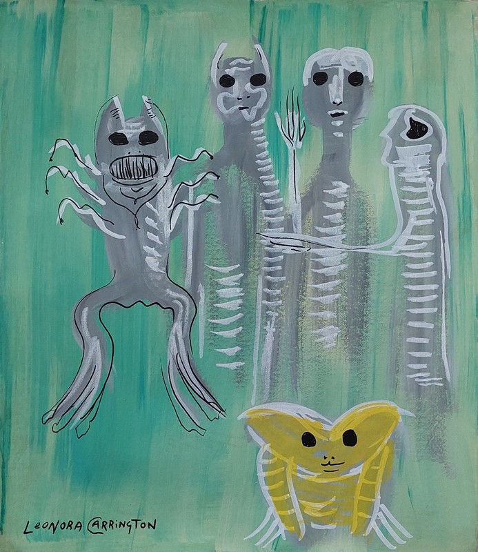Leonora Carrington Signed Surrealist Oil Painting on Canvas British Art