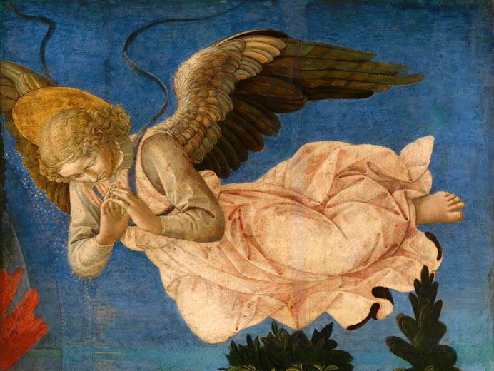 Flying young angel on the right of the altar DREAM ART Hand painted Oil painting