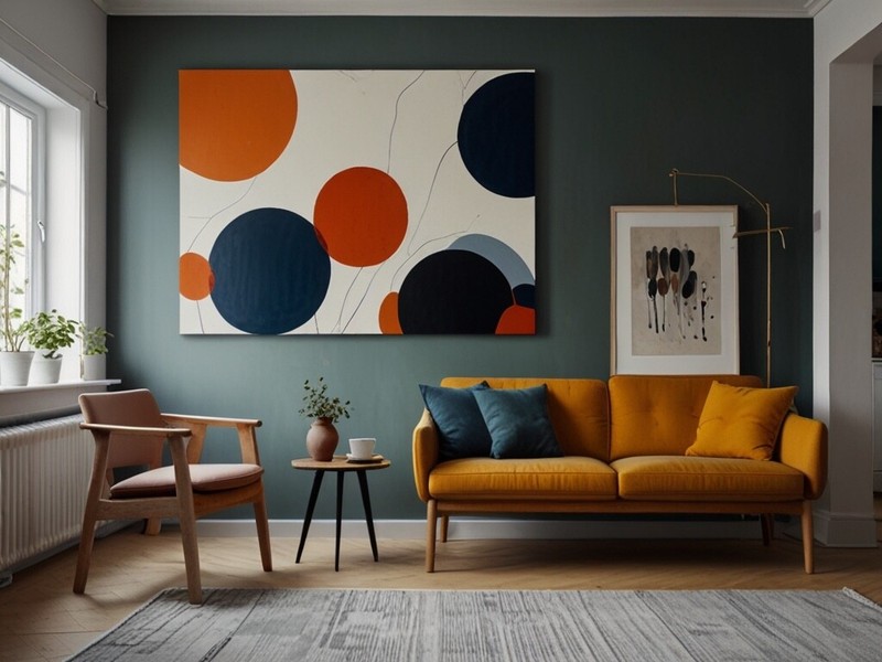 Scandinavia round organic shape LARGE acrylic painting gallery