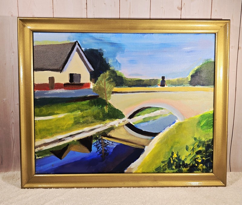 Double Signed, Original, «Theodora Pavlou» Oil-On-Canvas Framed 13×16