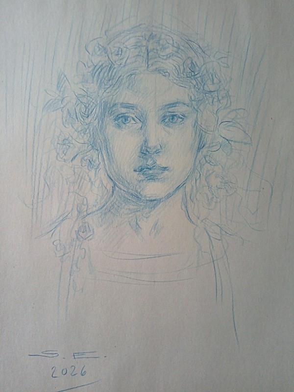 Sketch of a female head (original drawing)