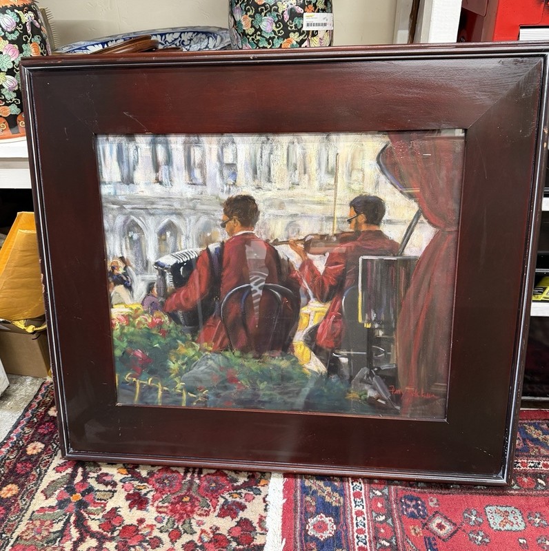 Original Patty Forte Linna Pastel Painting Group Jazz Musicians Playing To Crowd