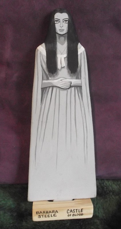 CASTLE OF BLOOD BARBARA STEELE ORIGINAL FLAT WOOD ACRYLIC PAINTING ART