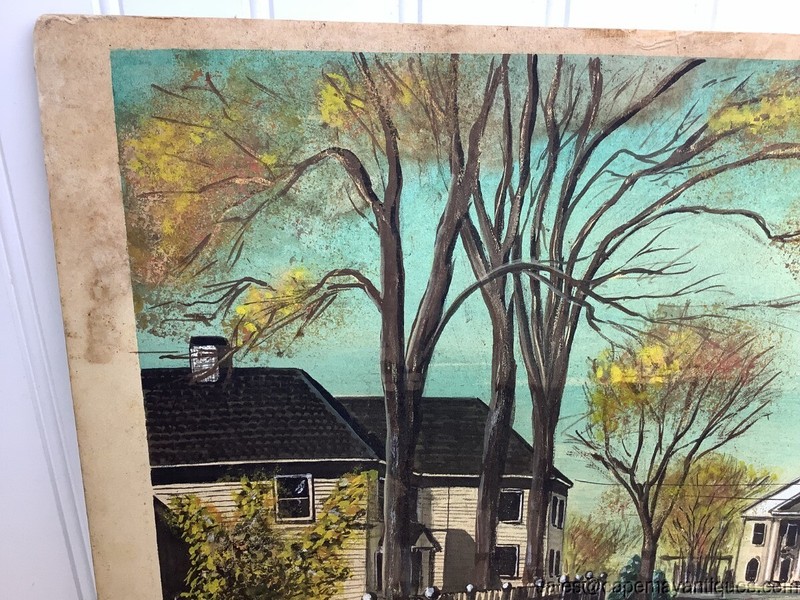 Drawing Colored Pencil Charcoal Quaint American Town Picket Fence State Building gallery