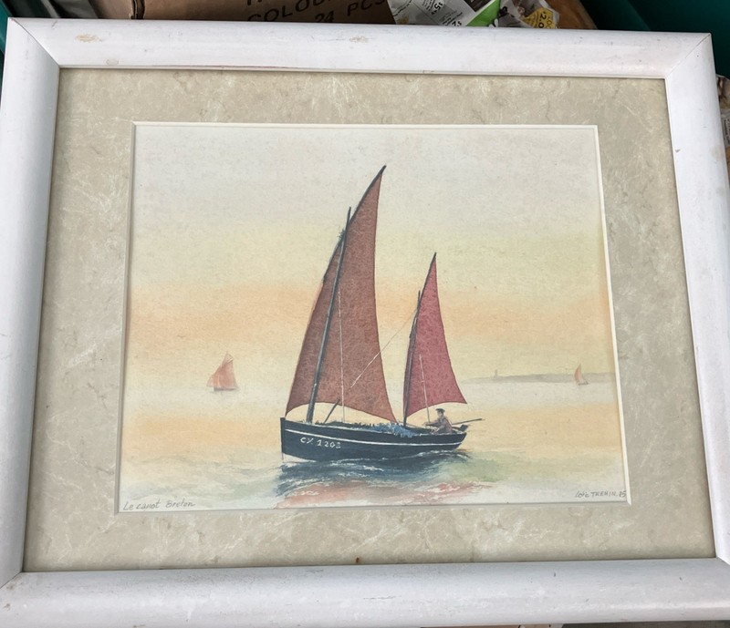2 Beautiful Watercolor Sailboat By French Artist Loïc Trehin gallery