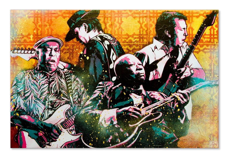 «Brothers In Blues» original blues musicians painting on canvas, 36×24 inches