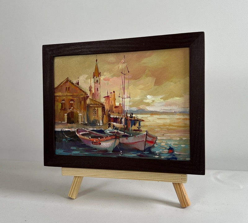 Oil Painting The Sun Is Sinking Into The Sea Y. Suprunchuk Landscape nAAA4337 gallery