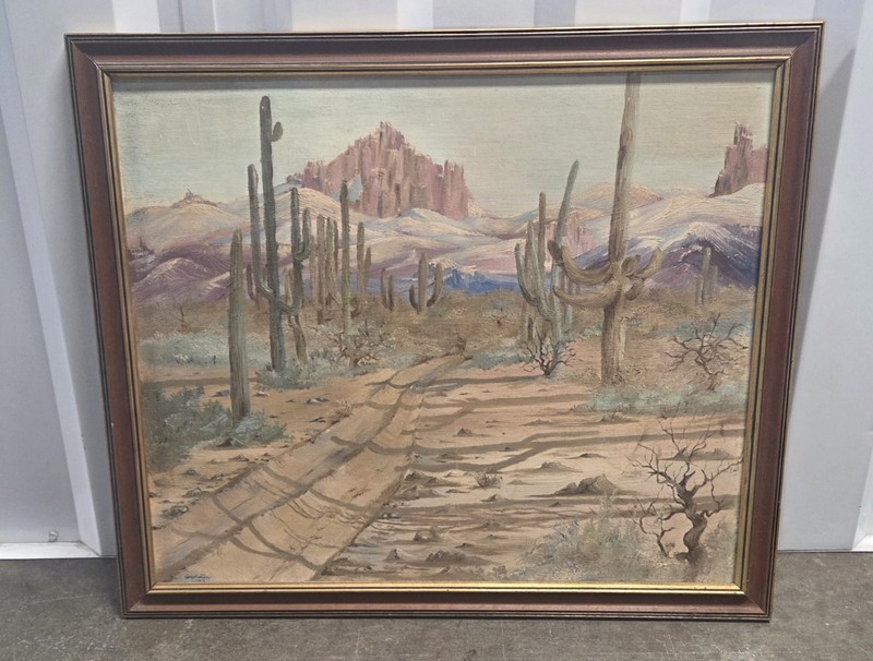 VINTAGE OIL/CANVAS BOARD PAINTING SIGNED 1966 SOUTHWEST PLEIN AIR 24 x 20