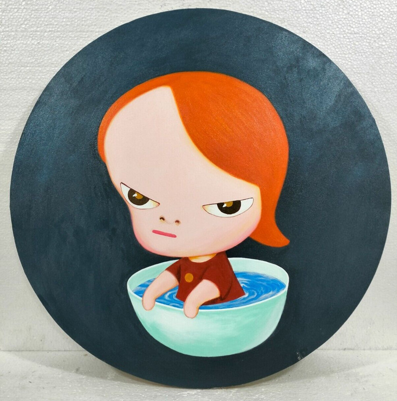 YOSHITOMO NARA ACRYLIC ON CANVAS SIGNED AND DATED 1995 WITH FRAME GOOD CONDITION