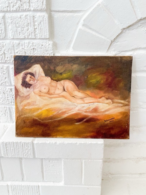 Original Nude Women Oil Panting Signed 1953 Roland Precivale Nude Lady Art Work gallery