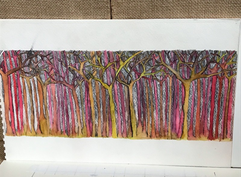 Colorful Trees Forest Woods Drawing Watercolor Painting Art Fantasy Fairy Core gallery