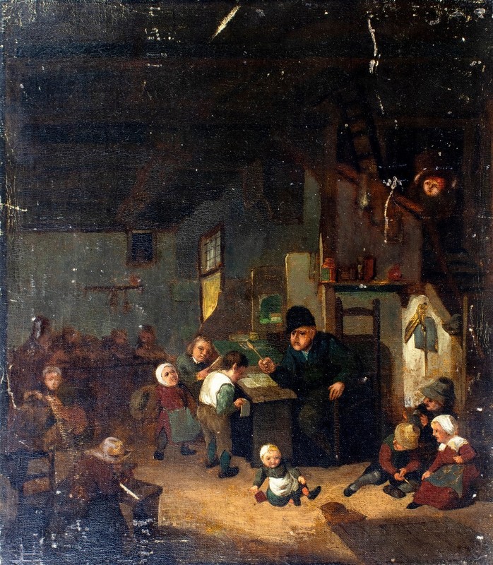 Antique 19C European oil painting AFTER Adriaen van Ostade 152400