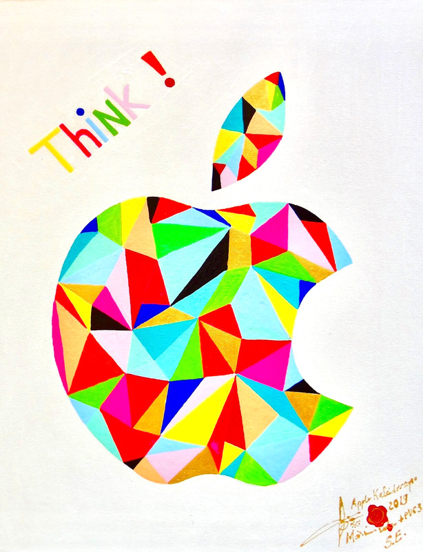 Apple Computer Painting on Board Canvas S.E. KALEIDOSCOPE . COA 2019 ORIGINAL