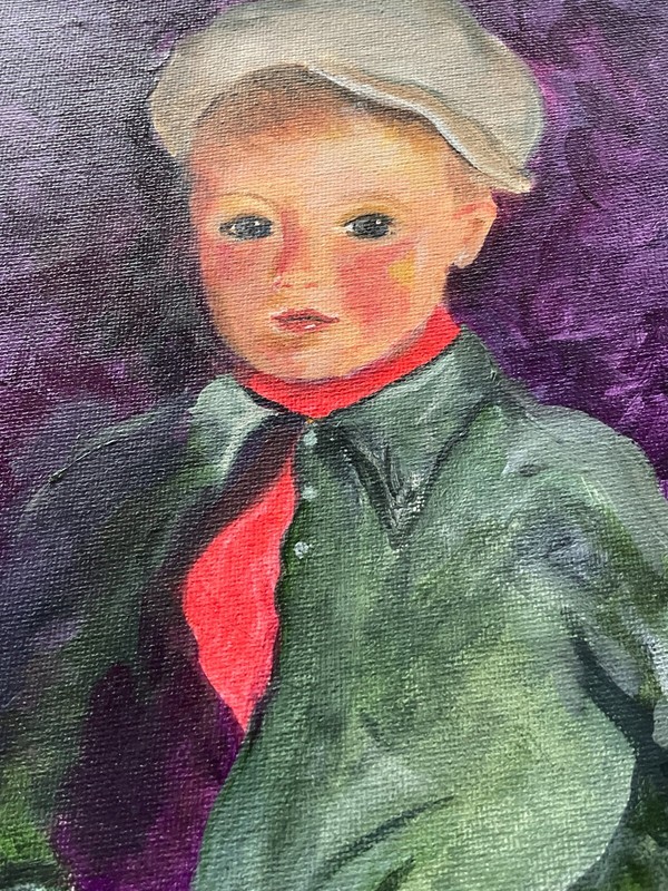 C. SHABOT Portrait of a Boy Original Oil Painting- 9 x 11" gallery