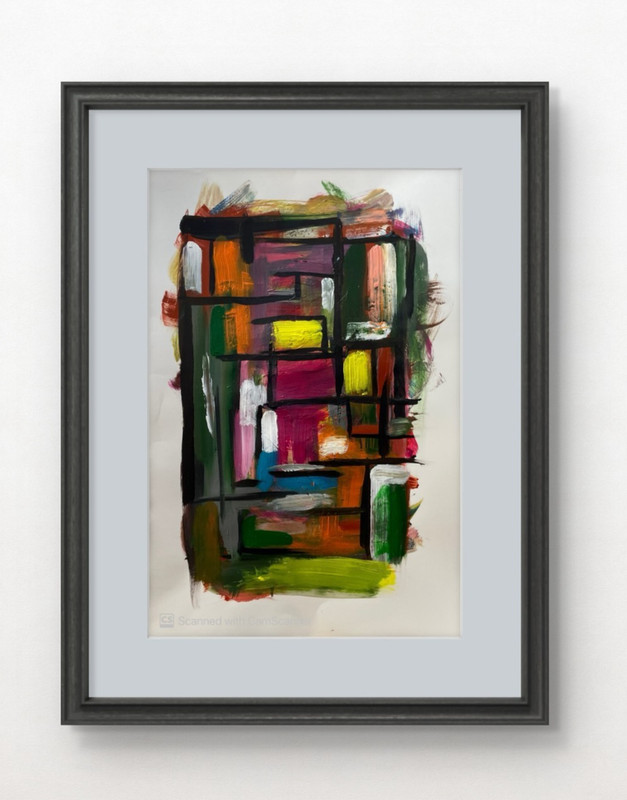 Messa Original Art: Hanging Out- Abstract Expressionism 12X16 Paper Signed Art