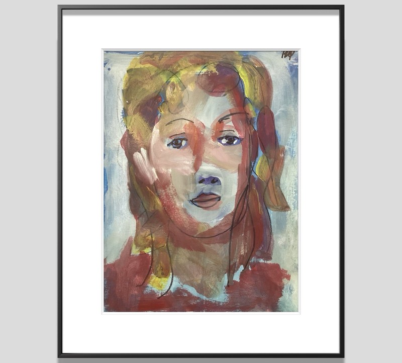PDQ Artist Original Painting Figurative Person Face Abstract Acrylic 9×12 Paper