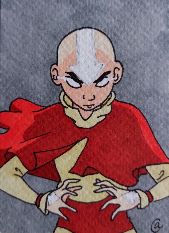 ACEO Original Painting SET Avatar The Last Airbender Kyoshi Roku Aang Korra gallery