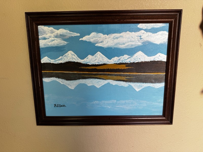 RS Smith Idaho Art Painting Original Mountain Lake Reflection 15x19 Framed VTG gallery