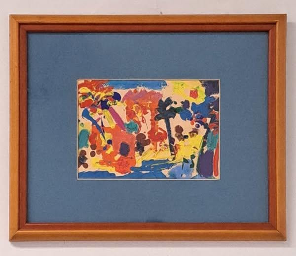 Didier Spindler Signed Abstract Acrylic Painting Framed and Matted Caribbean Art