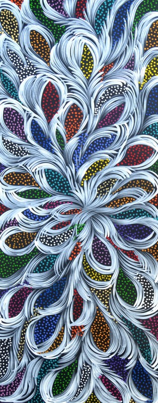 SELINA NUMINA 125 x 55 cm Original Aboriginal Painting. Bush Medicine Leaves gallery