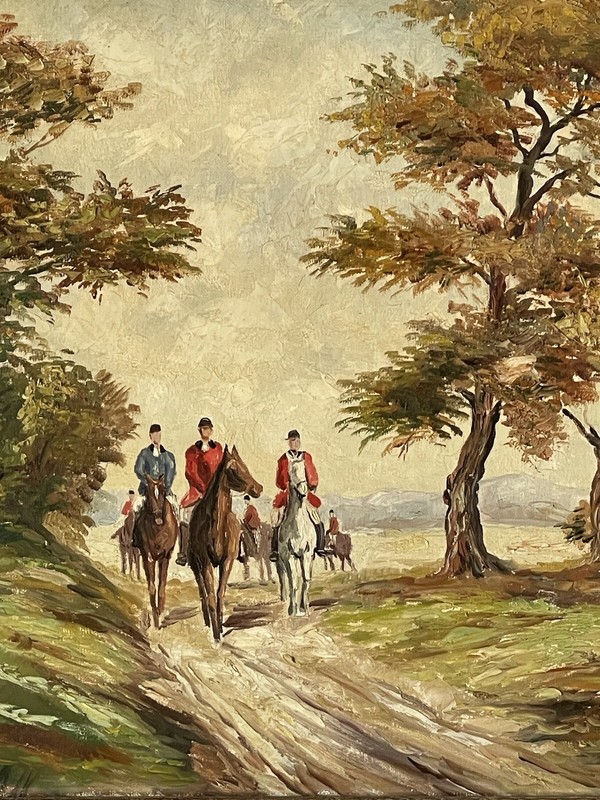 FINE ANTIQUE FIGURATIVE LANDSCAPE IMPRESSIONIST OIL PAINTING OLD HORSE HORSES gallery