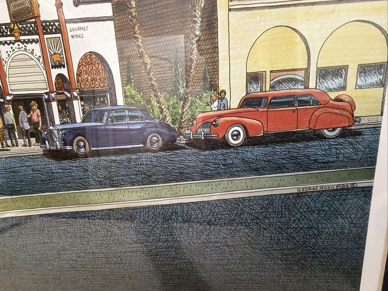 Hand-colored lithograph 'Golden Bear’ Huntington Beach by George Rosu 172/750 LE gallery