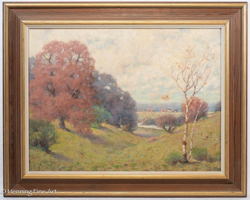 Royal Hill Milleson Antique American Impressionist Autumn Landscape 24×30″