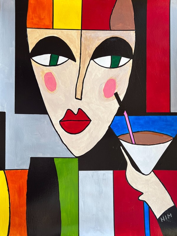 Original Acrylic Painting 18″ x 24″ Martini #1 by the artist HIM