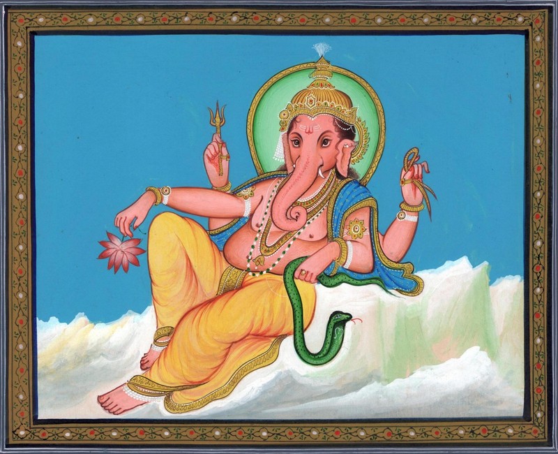 Ganesh Indian Miniature Painting Handmade India Hindu Religion Ganesha Paper Art gallery