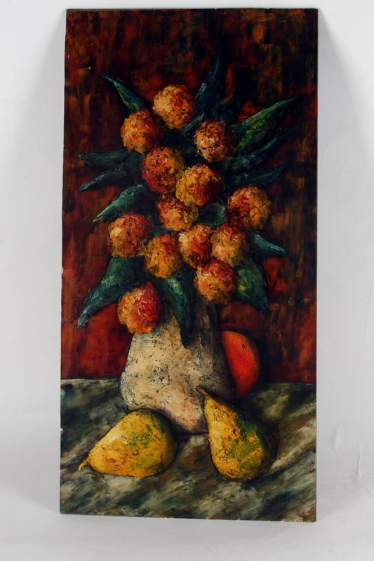 Untitled Still Life by J. Marque, Oil Painting on Board, 21x15