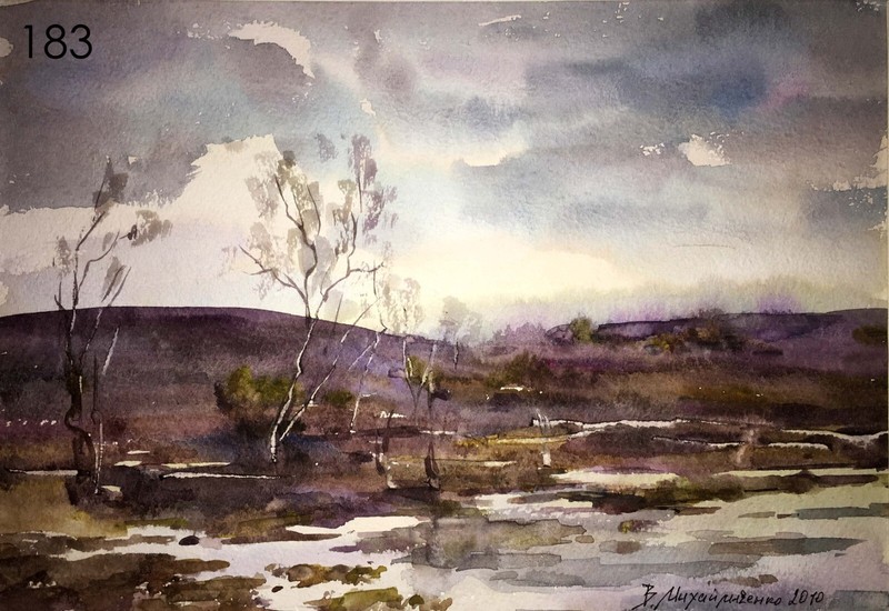 Watercolor Painting Unframed Autumn Landscape Mikhailichenko V Original n183