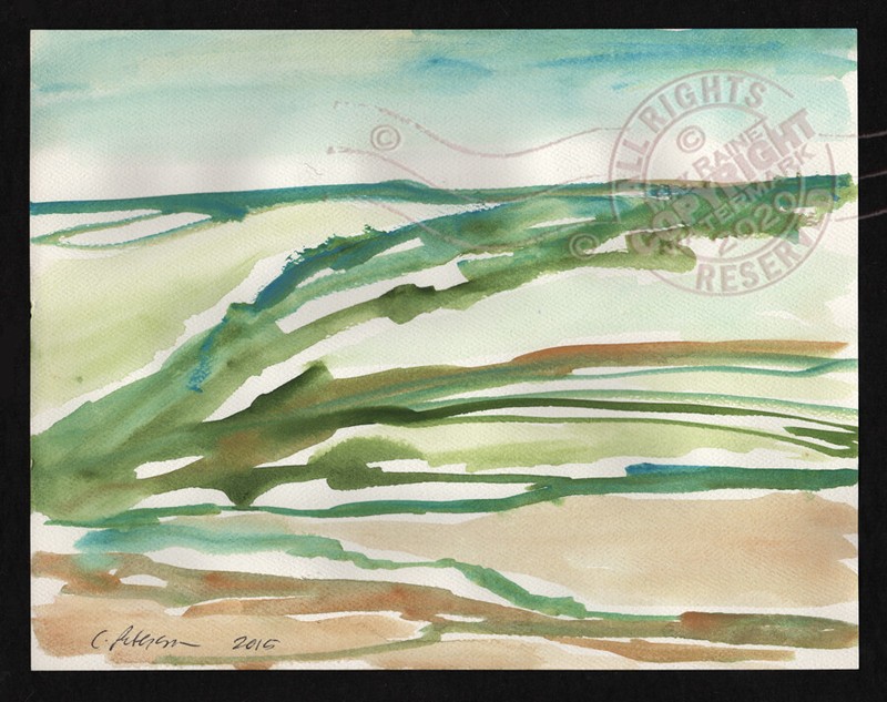 Hills Dreams Fields 2015 C Peterson * Abstract Watercolor Painting * Ventura ART