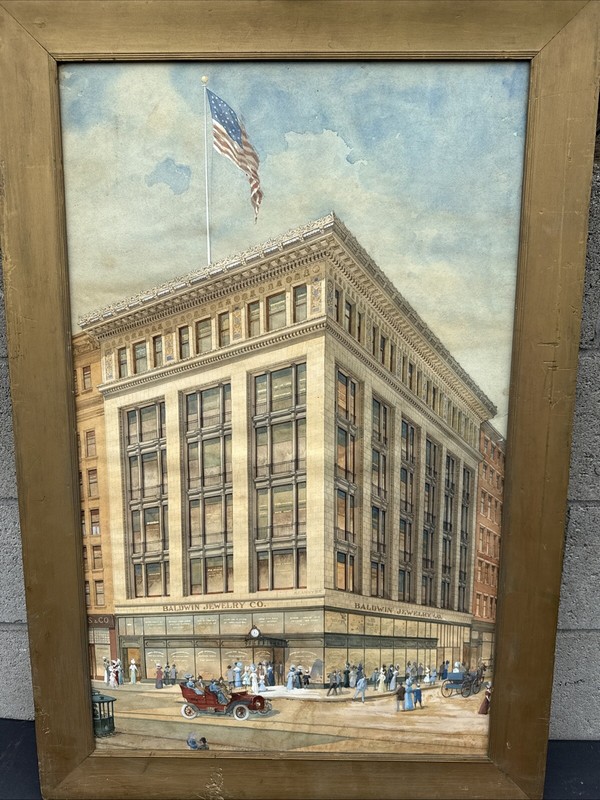 Rare Antique Bliss & Faville Architectural Drawing San Francisco City Street