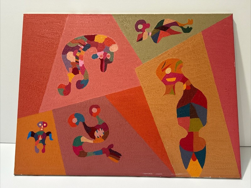 Vintage Abstract Painting Cubism Surrealist Stanley Tschopp Modernism 1970’s