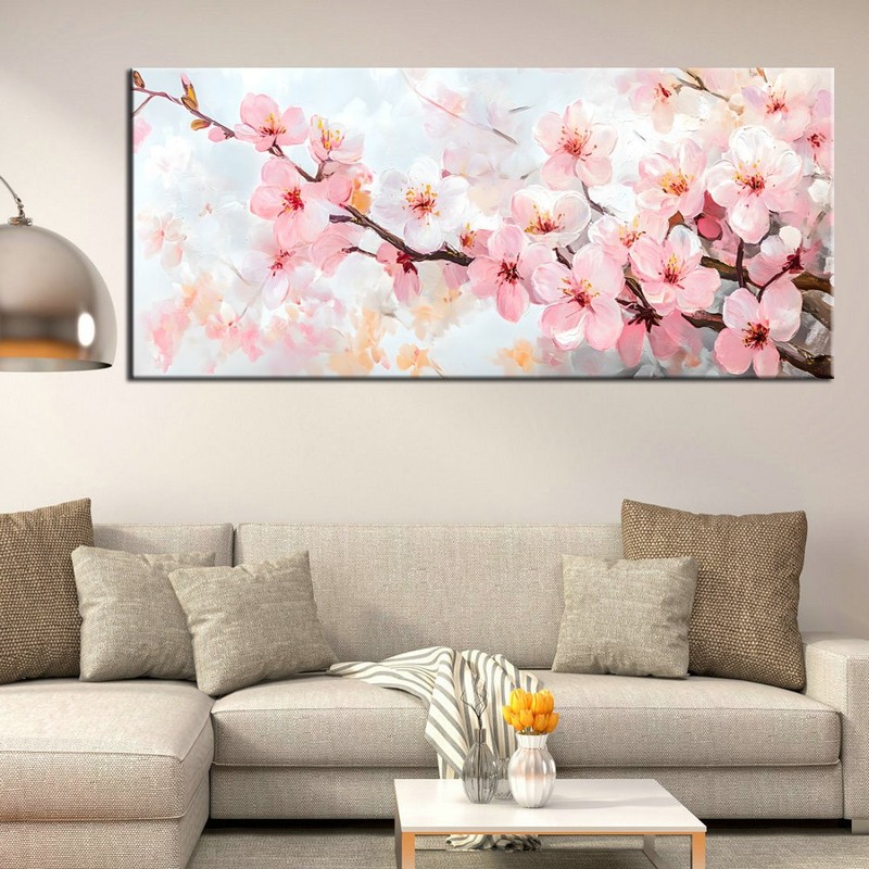 Cherry Blossom Elegant Floral Wall Art Home Decor Hand Painted Oil Painting