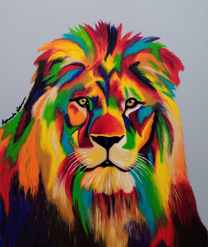 contemporary abstract oil painting «Lion Of Judah» original 16×20 Handmade