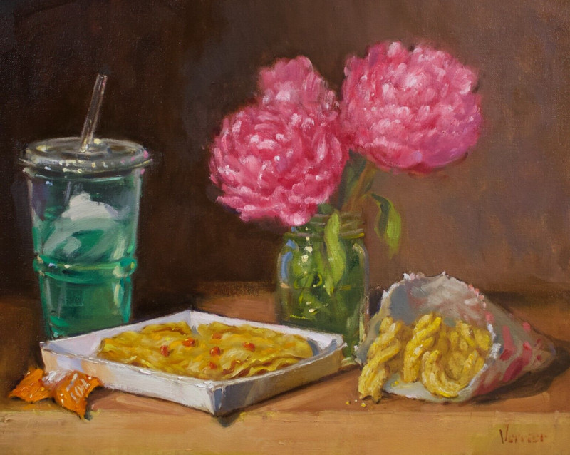 Taco Bell Mexican Pizza HAND EMBELLISHED VERRIER Oil painting, Still life print