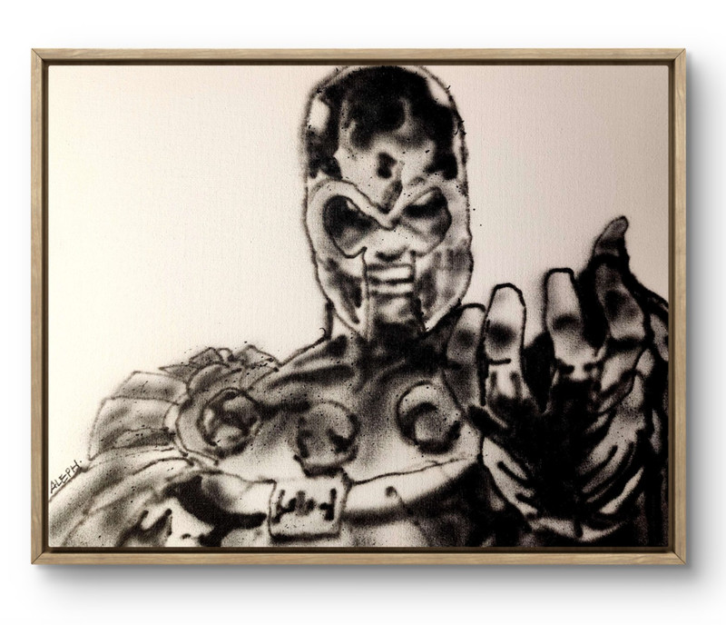 Aleph Hand Painted X-Man 14×11 Pop Art Inspired Abstract Expressionism Canvas