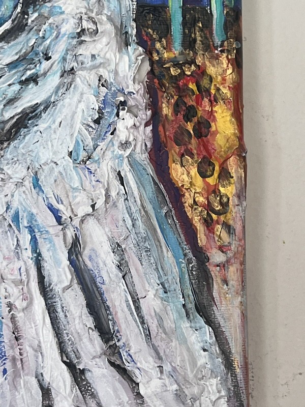 Ragdoll white cat texture original Melissa Bollen acrylic one of a kind painting gallery