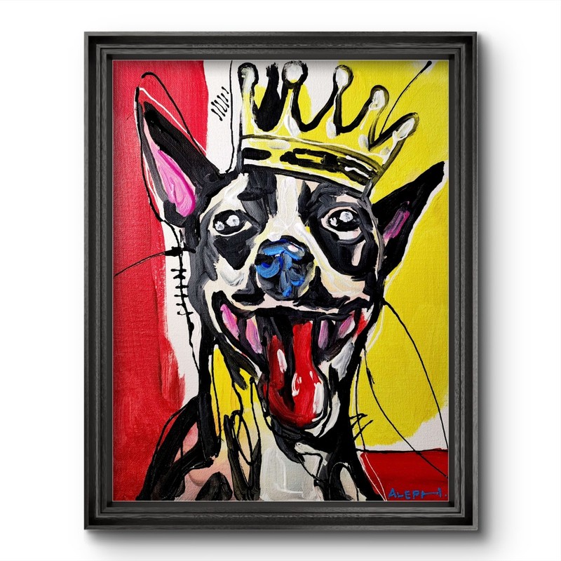Aleph Hand Painted Animal Dog 11×14 Abstract Acrylic Canvas Living Room Decor