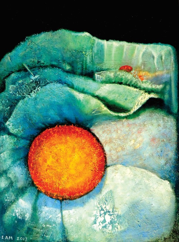 Sun in Ice Flower Painting Landscape 30″x40″ Acrylic on Canvas